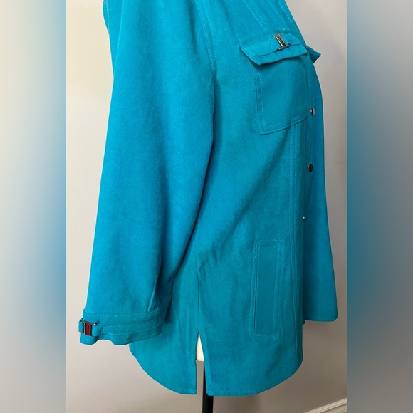 NWOT JM Collection Torquoise Jacket w/ 2 Breast Pockets and Snap Closure !! - Picture 9 of 16